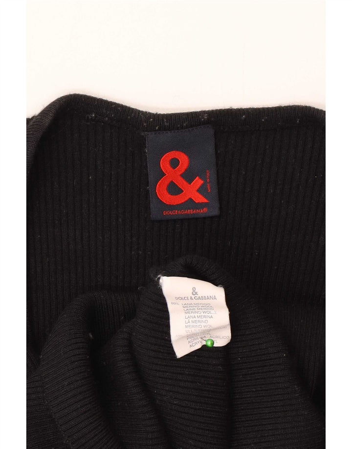Dolce & Gabbana Top pentru femei cu mânecă lungă IT 46 Lână merinos mare neagră