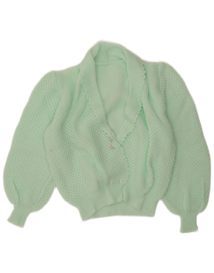 Pulover Cardigan Vintage pentru Damă UK 14 Turcoaz mediu