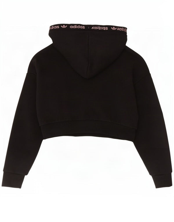 Jumper Adidas Crop Graphic Oversized Hoodie pentru femei UK 8 Bumbac negru mic