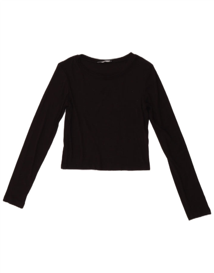 Crop Top pentru femei Zara cu mânecă lungă UK 8 Mic Negru