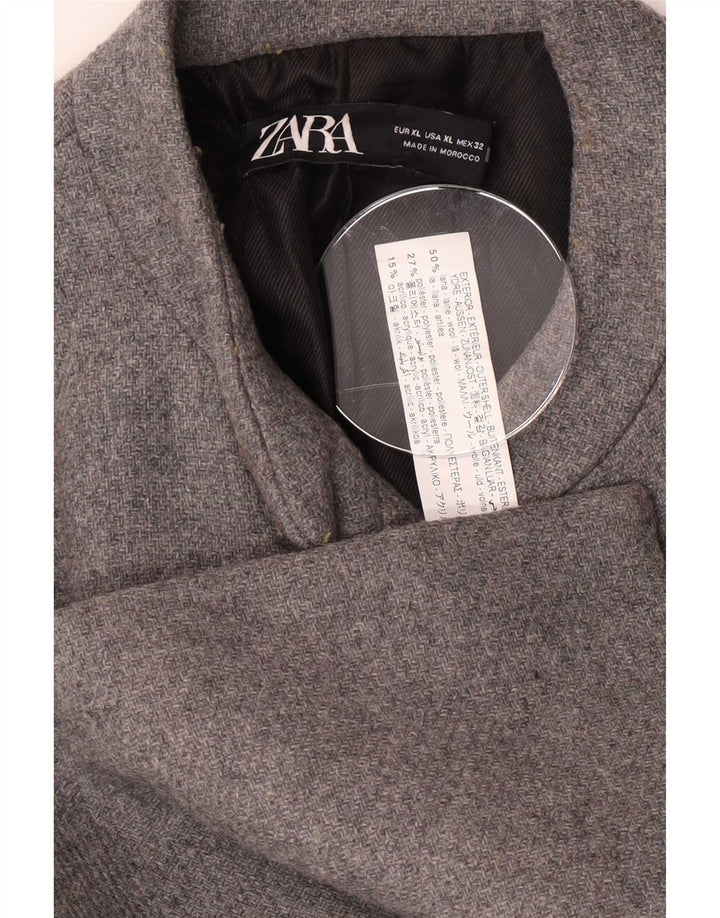 Zara femeie haină dublu piept Marea Britanie 18 XL lână gri