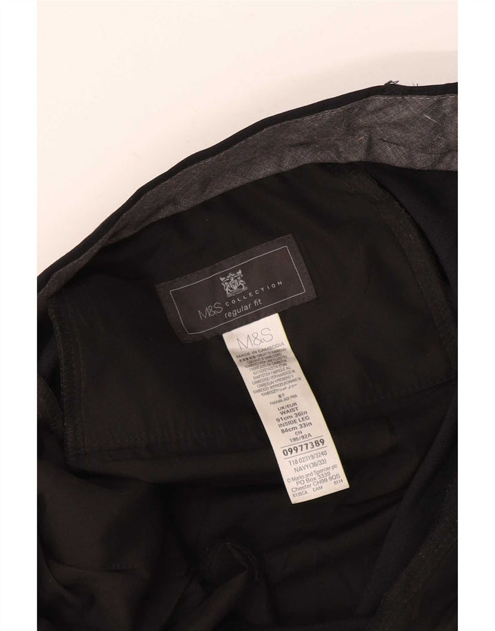 Pantaloni de costum pentru bărbați Marks & Spencer, cu tăiere obișnuită, L36 L33, poliester bleumarin