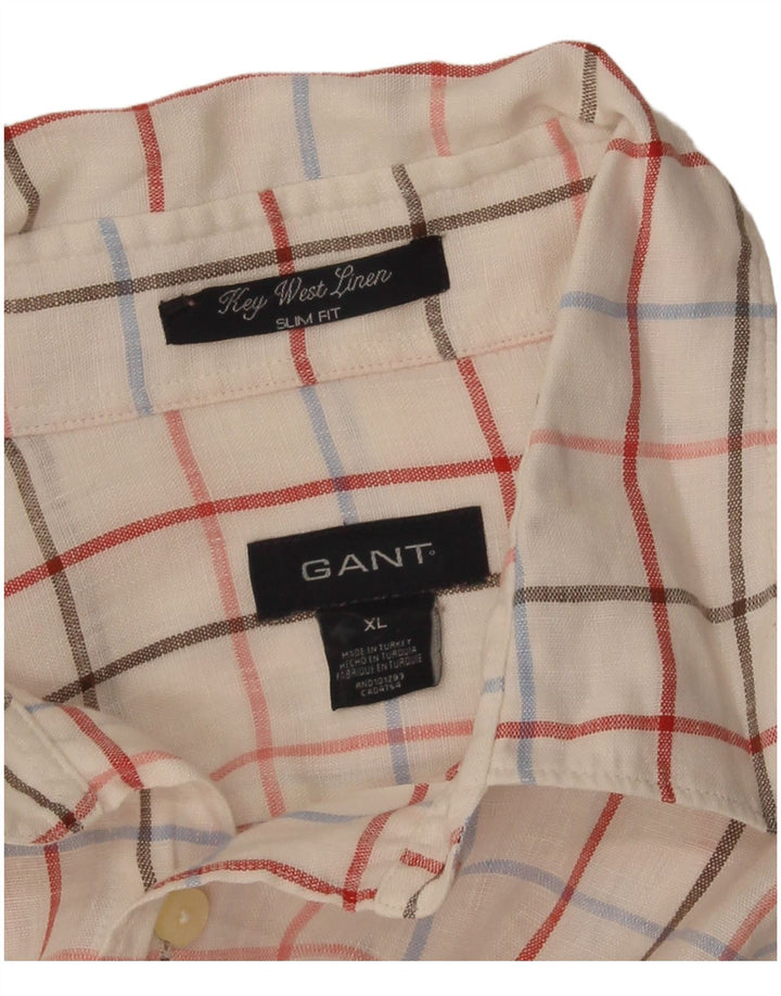 Cămașă pentru bărbați Gant Slim Fit XL, alb, in carouri