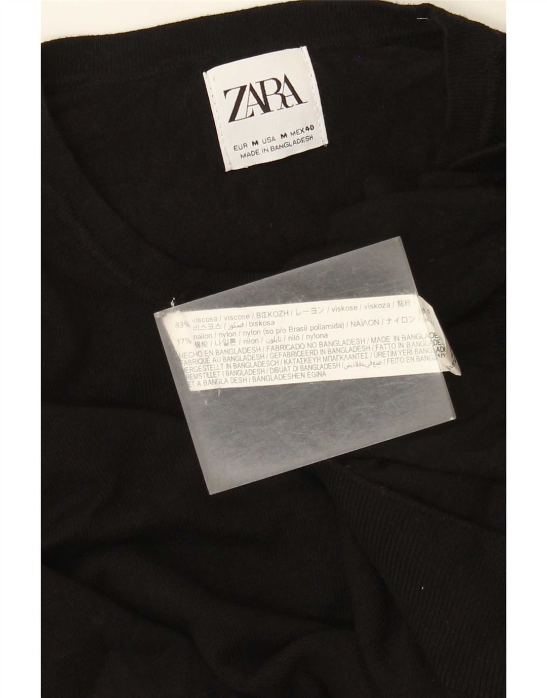 Pulover pentru bărbați Zara, cu gât crew, viscoză medie, neagră