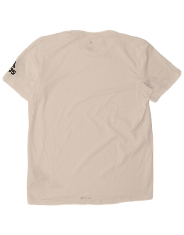 Tricou cu grafic Aeroready Adidas pentru bărbați Top mare din poliester alb