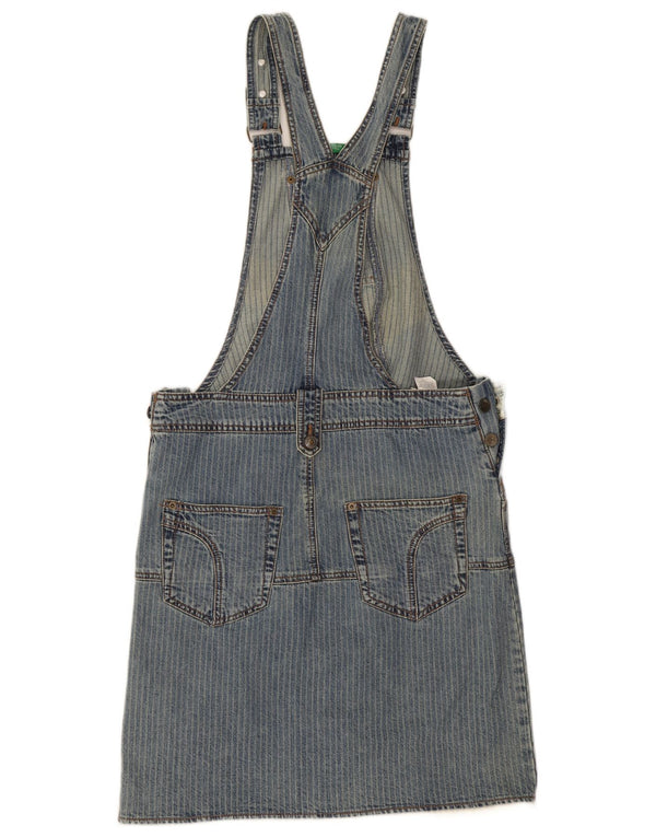 Benetton Salopete Femei Fusta Denim Medium W31 Blue Pinstripe Bumbac