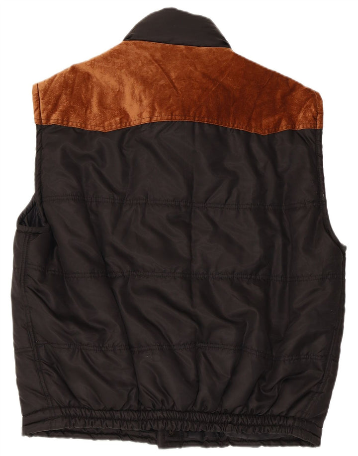 Gilet căptușit pentru bărbați vintage UK 40, mare, negru, poliester color bloc