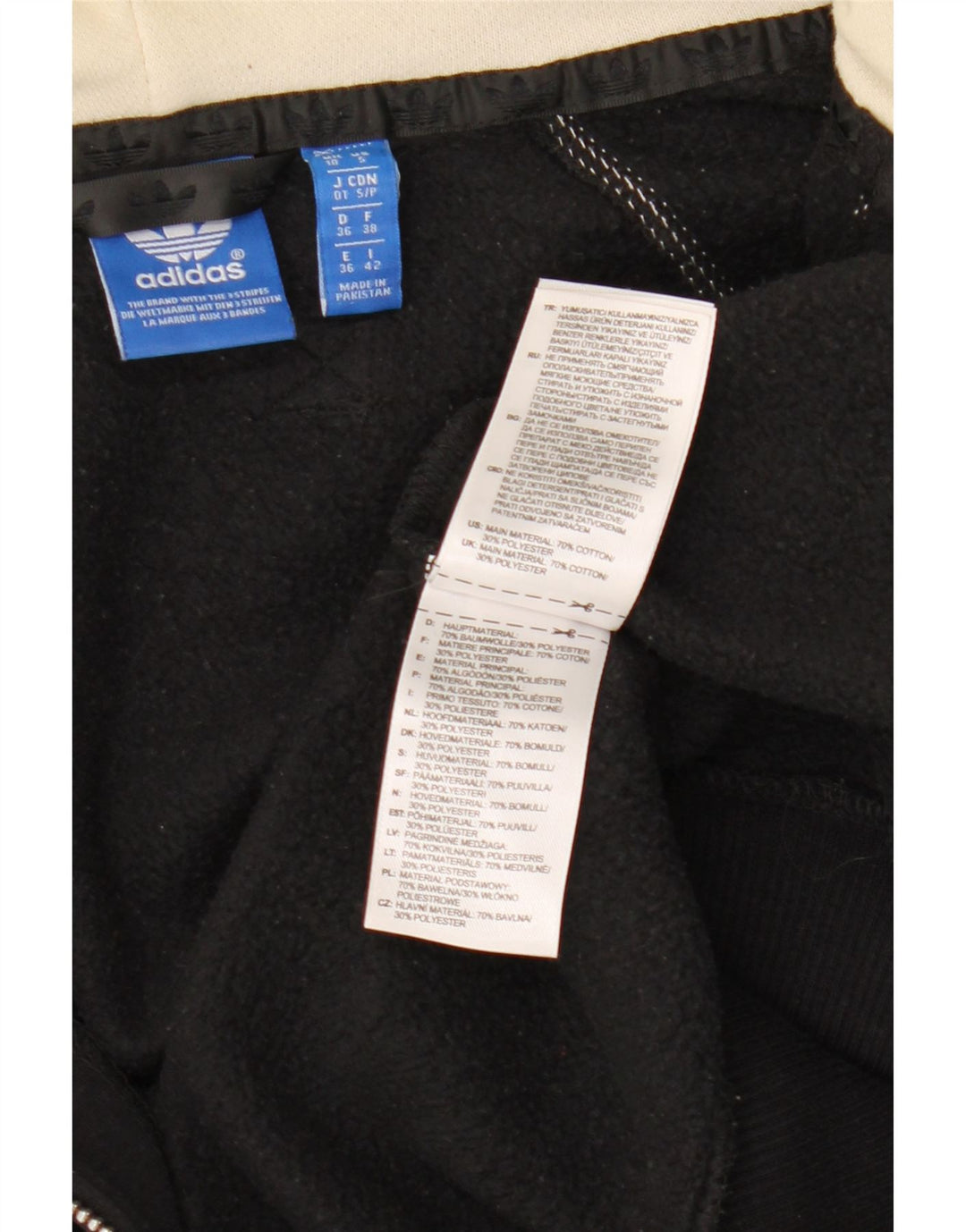 ADIDAS Pulover cu glugă cu grafic pentru femei UK 10 Bumbac negru mic