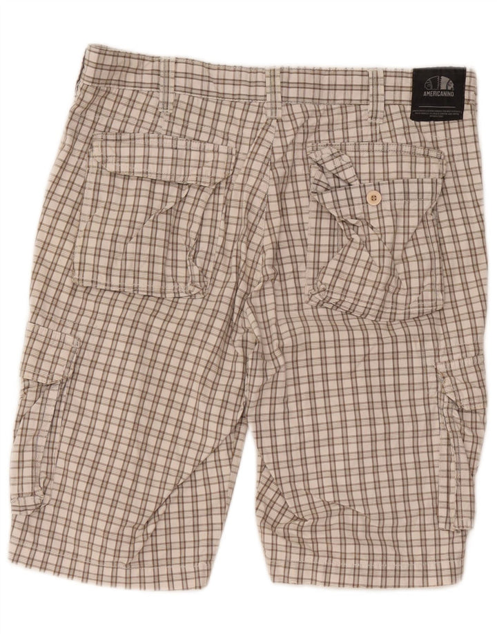 Pantaloni scurți cargo Americanino pentru bărbați W34, largi, bej, carouri