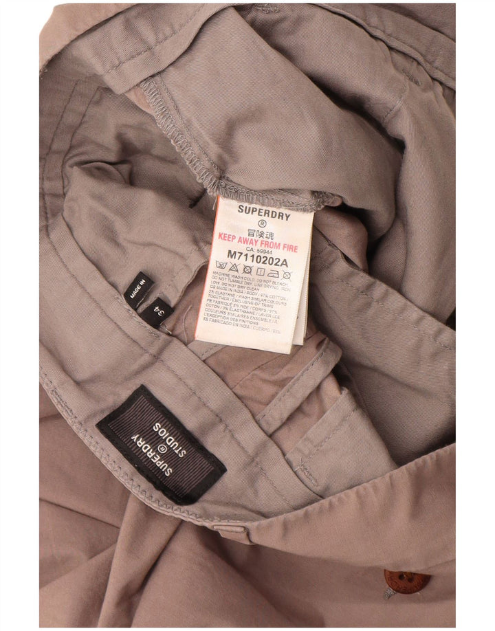 Pantaloni scurți chino pentru bărbați SUPERDRY W34, bumbac maro mare