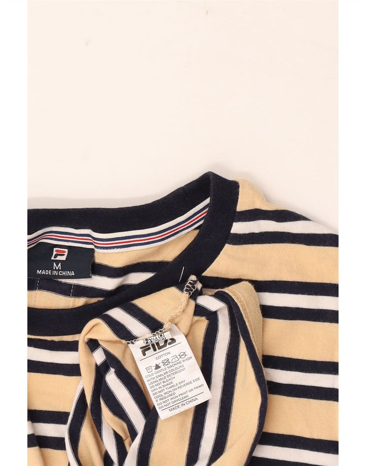 Tricou cu grafic Fila pentru bărbați Top din bumbac cu dungi galbene medii