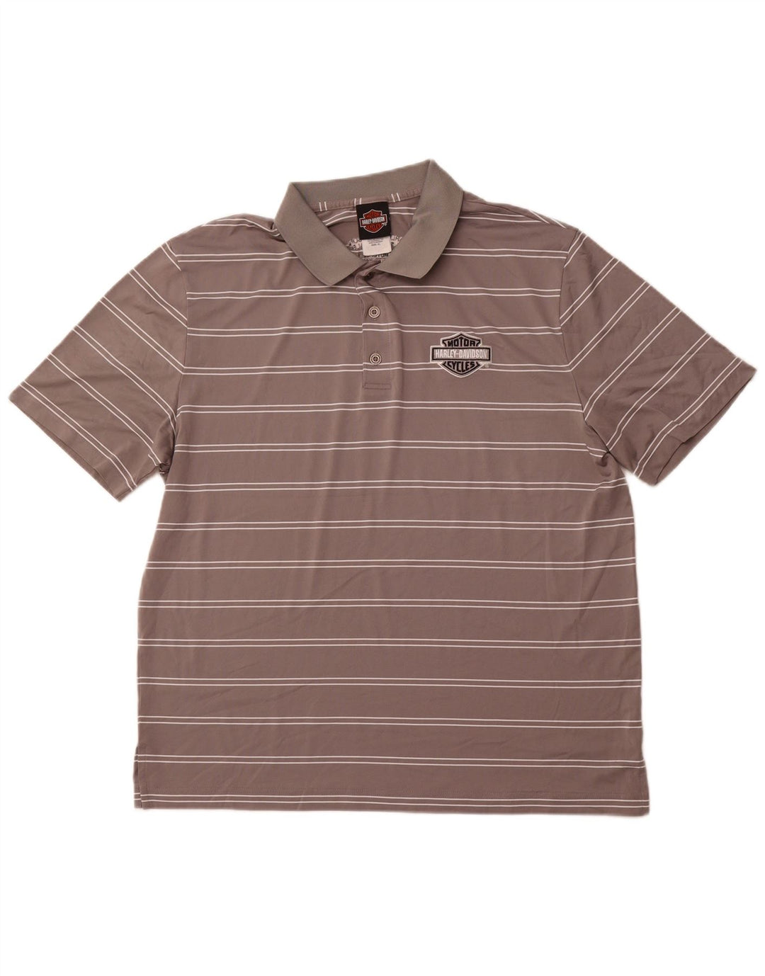 Cămașă polo HARLEY DAVIDSON pentru bărbați XL poliester cu dungi gri