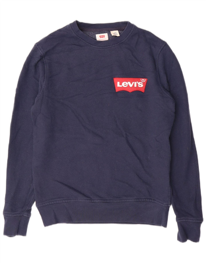 Hanorac grafic pentru bărbați LEVI'S Pulover mic din bumbac bleumarin