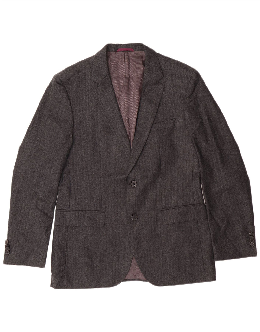 HUGO BOSS Mens 2 Button Blazer Jacket IT 48 Medium Grey Herringbone