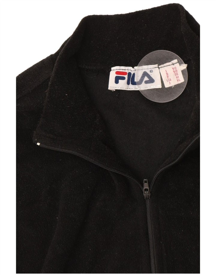 Pulover Fila pentru bărbați, cu fermoar și gât, negru mediu