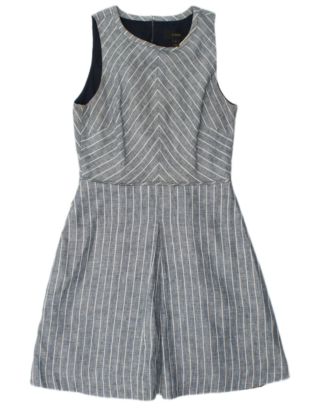Rochie A-Line Fără mâneci pentru femei J. CREW US 4 Small Blue Striped Linen