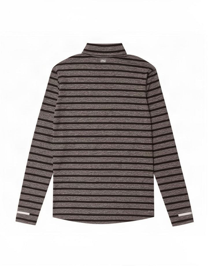 Top de trening pentru bărbați Dri Fit, cu fermoar și gât, cu dungi, gri mare