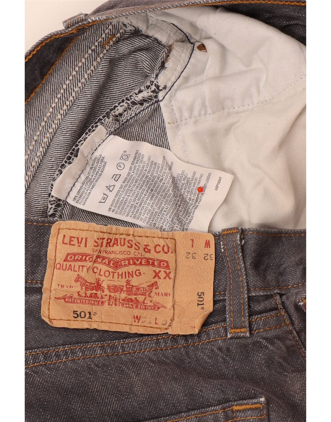 Blugi 501 drepti pentru bărbați Levi's W32 L32 bumbac gri