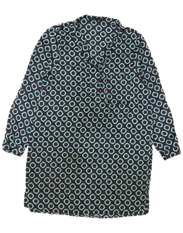 Rochie schimbătoare cu mânecă lungă pentru femei Zara UK 16 mare bleumarin geometric