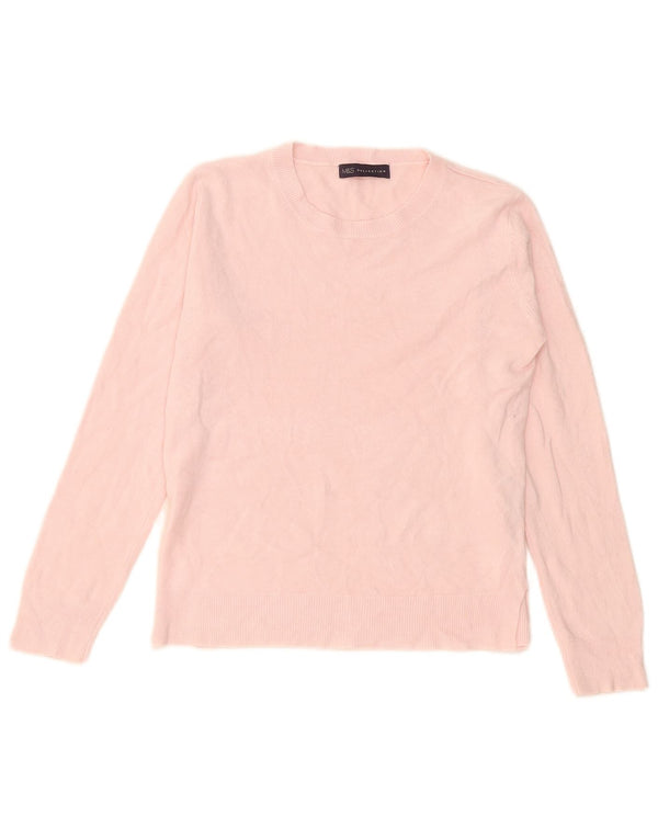 Pulover pentru femei Marks & Spencer cu decolteu rotund UK 10 mic roz acrilic