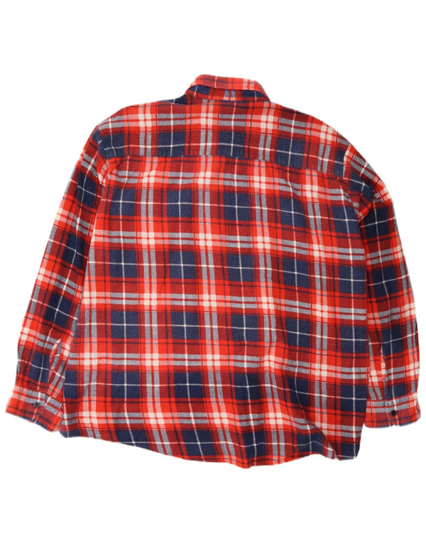 Vintage Mens Flannel Shirt XL Red Check Cotton