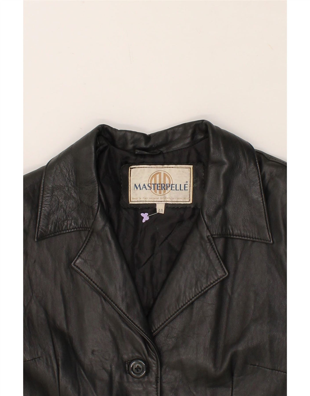 MASTERPELLE Womens Leather Jacket IT 48 XL Black Leather Vintage Masterpelle and Second-Hand Masterpelle from Messina Hembry 