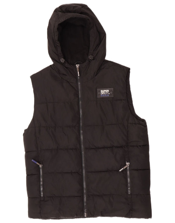 Gilet căptușit cu glugă Superdry pentru bărbați UK 42 XL poliester negru