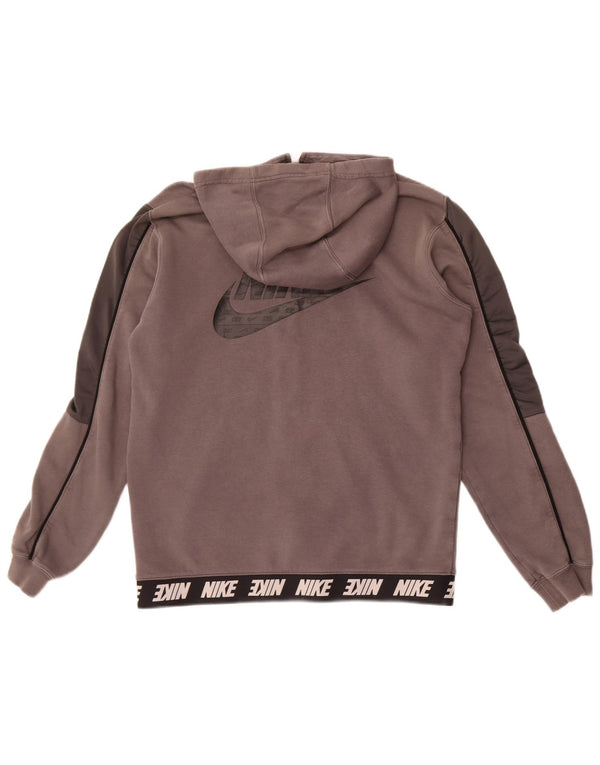 Nike Mens Graphic Zip Hoodie Sweater Medium Grey Colourblock Cotton