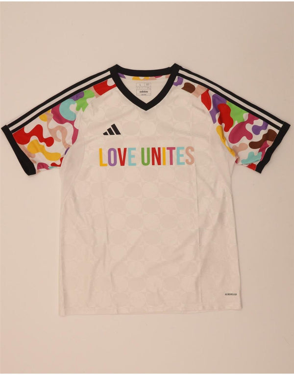Tricou grafic Adidas Aeroready Slim Fit Top Camuflaj alb mare