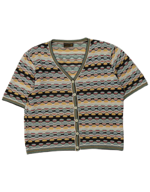 Pulover Cardigan Vintage pentru Damă UK 14 Mare Multicolor Geometric