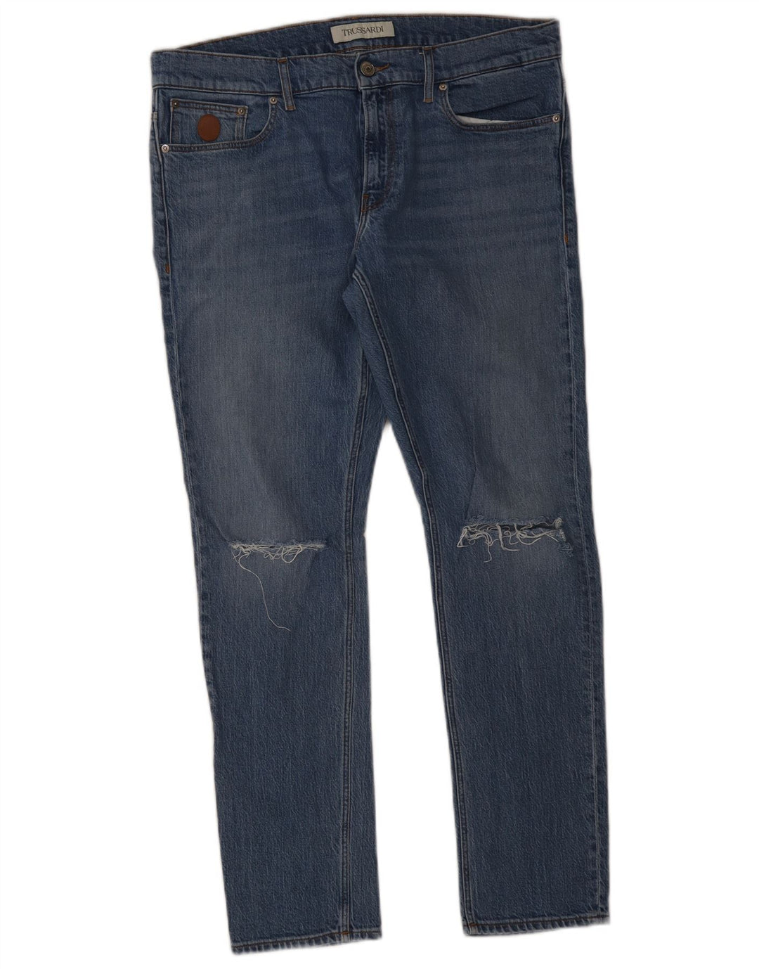 Trussardi Blugi Slim Distressed pentru bărbați W34 L31 Albastru