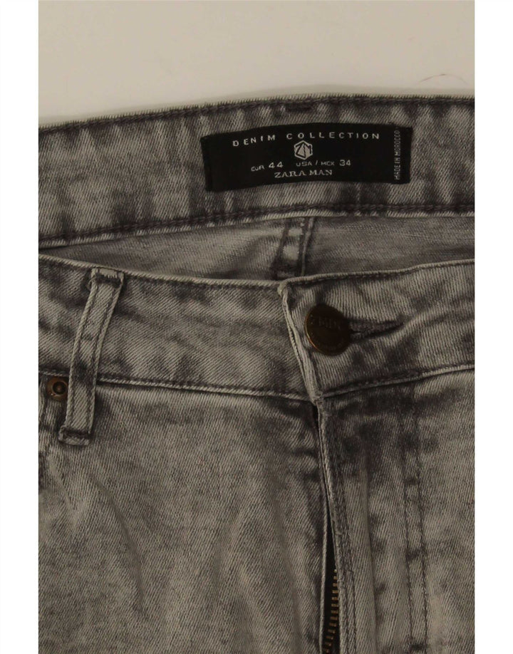 Blugi slim pentru bărbați Zara EU 44 Large W34 L30 Gri