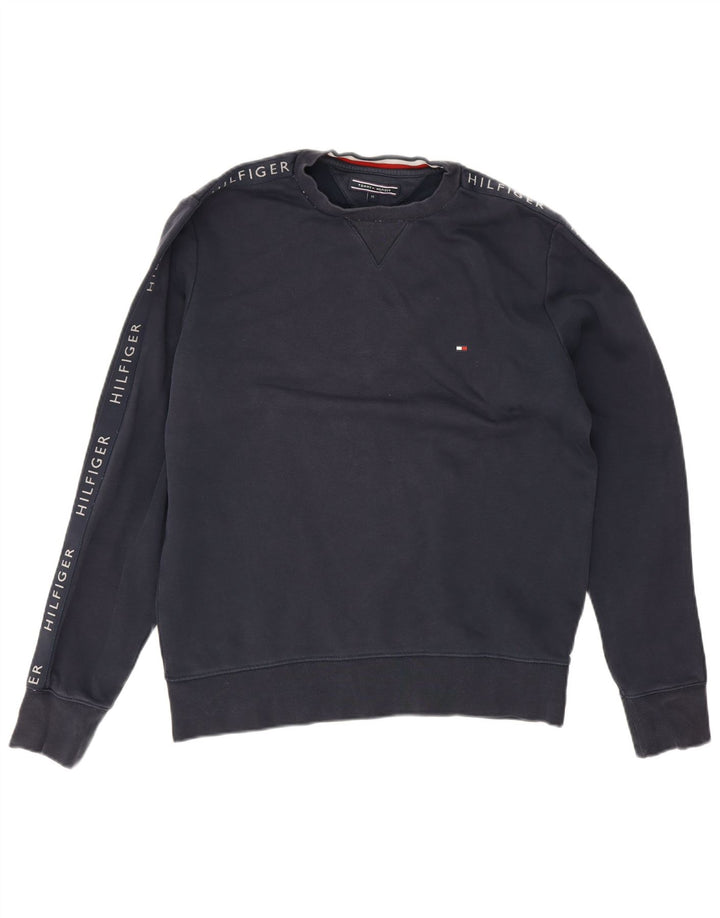 Hanorac grafic pentru bărbați Tommy Hilfiger Pulover mediu din bumbac bleumarin