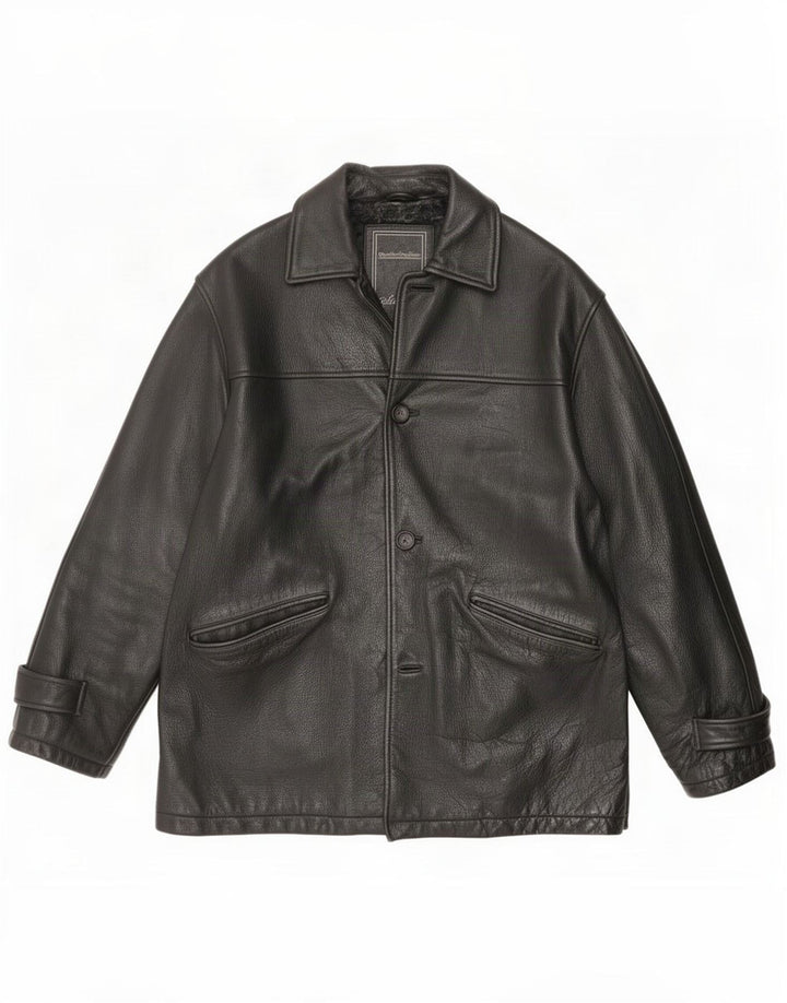 Jachetă din piele pentru bărbați Angelo Litrico XL Black Classic