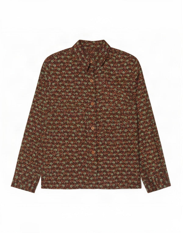 Cămașă vintage pentru femei UK 16 mare maro floral