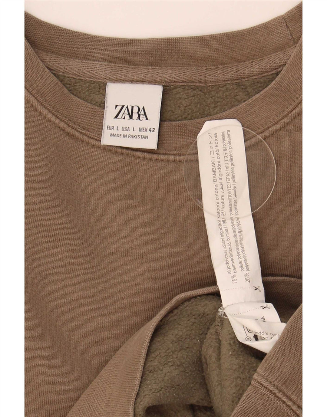 Zara Mens Sweatshirt Jumper Large Brown Cotton