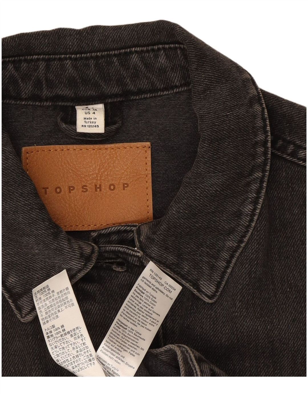 Jachetă de blugi supradimensionată pentru femei Topshop UK 8, bumbac gri mic