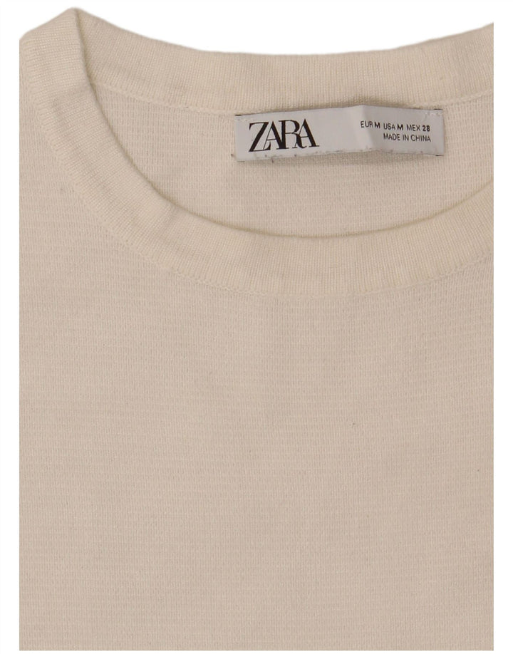 Tricou Crop pentru femei Zara UK 12 Medium White Colorblock