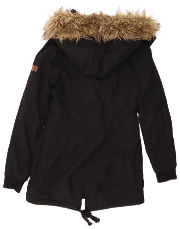 Jachetă parka Sherpa cu glugă pentru femei Hollister UK 6 XS Poliester negru