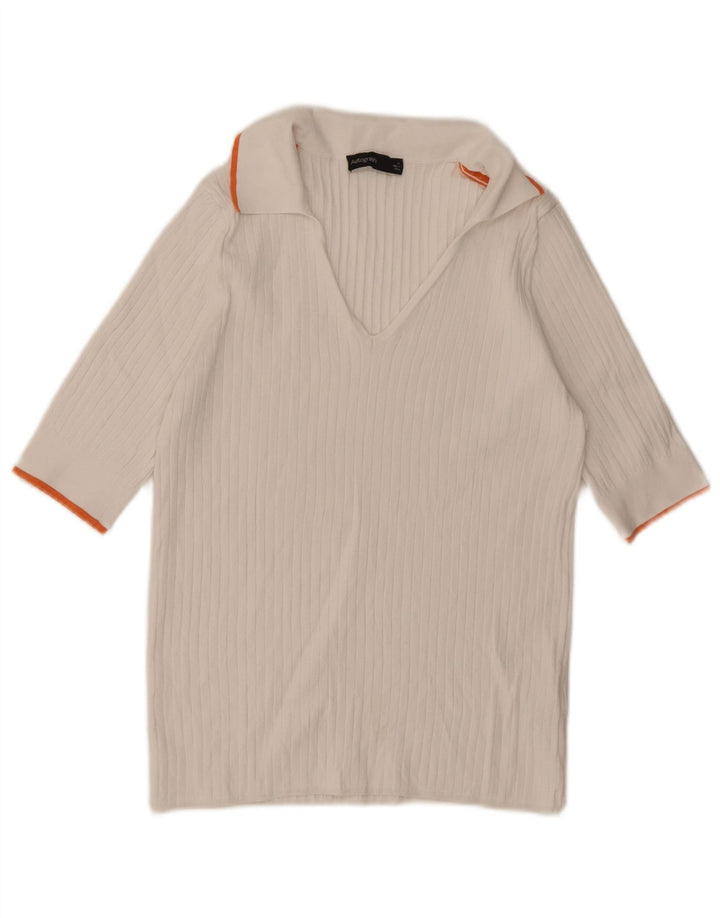 Tricou polo pentru femei Marks & Spencer Autograph UK 14 Medium White Viscose