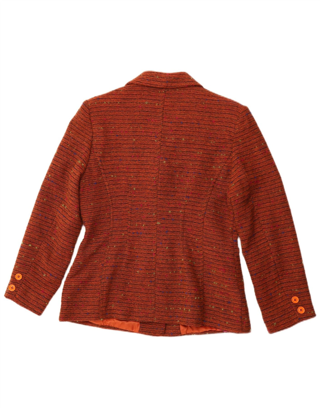 VINTAGE Womens 3 Button Blazer Jacket IT 46 Large Orange Pinstripe