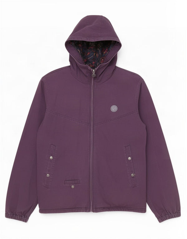 Jachetă bomber cu glugă pentru femei Pretty Green UK 14 Bumbac violet mediu