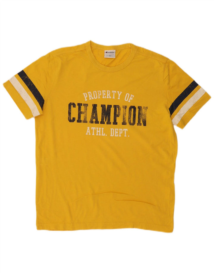 Tricou grafic pentru bărbați CHAMPION Top, galben mediu, bumbac color bloc