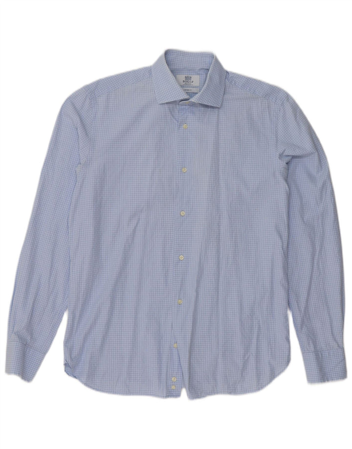 Cămașă Boggi Milano personalizată pentru bărbați Mărimea 39 15 1/2 Medium Blue Gingham