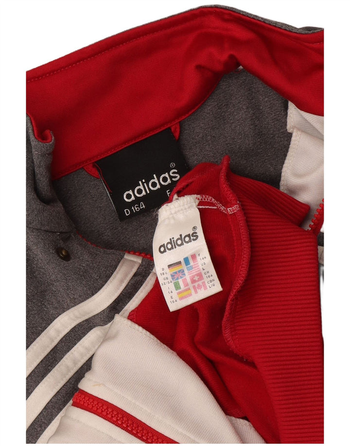 Jachetă de trening pentru băieți Adidas 13-14 ani, gri, poliester color bloc