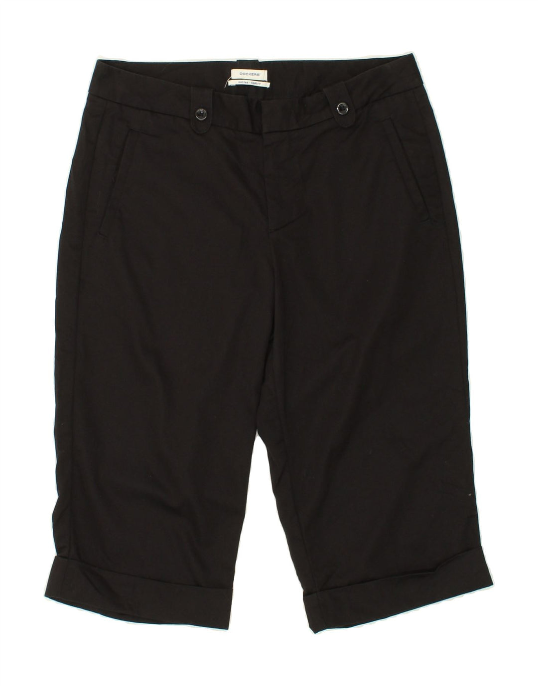 DOCKERS Womens Curvy Mid Rise Bermuda Shorts US 6 Medium W30 Black Cotton Vintage Dockers and Second-Hand Dockers from Messina Hembry 