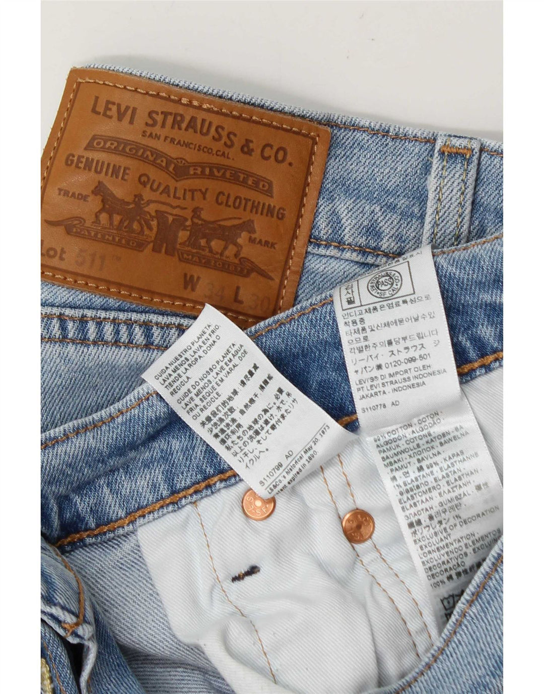 Blugi Levi's 511 Slim pentru bărbați W34 L30 Bumbac albastru