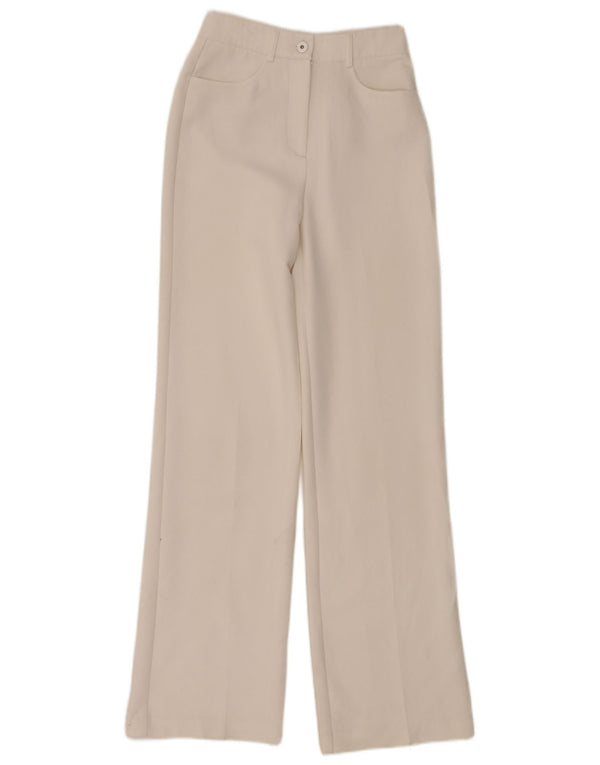 Pantaloni casual pentru femei cu talie înaltă Zara XS W24 L33 alb