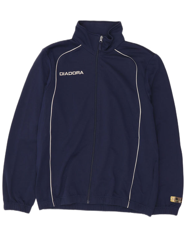 DIADORA Mens Tracksuit Top Jacket Medium Navy Blue Polyester