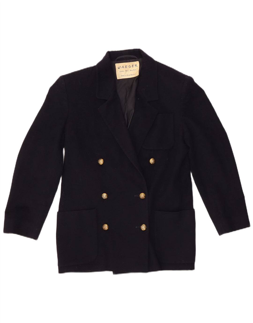 Jaeger Femei Blazer Dublu Breasted UK 6 XS Bleumarin Lână Nouă